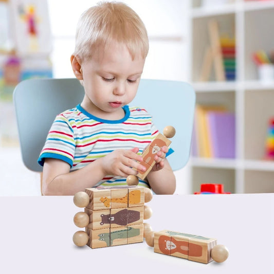 Montessori Wooden Rotating Animal Matching Toy (Single Piece)