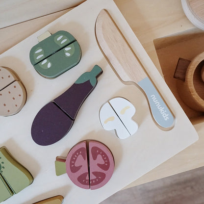 Montessori Wooden Cutting Food Puzzle Set – Learning Toy