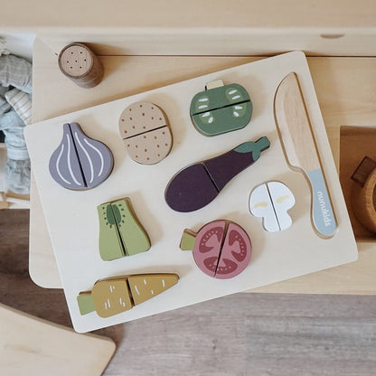 Montessori Wooden Cutting Food Puzzle Set – Learning Toy