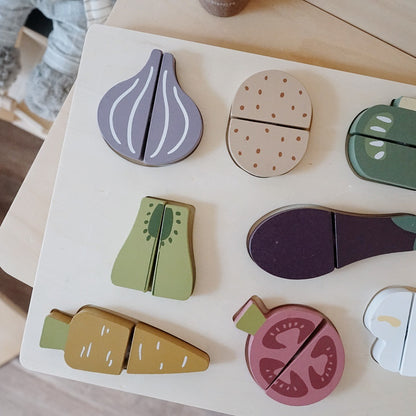 Montessori Wooden Cutting Food Puzzle Set – Learning Toy