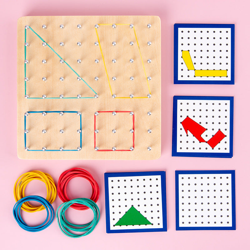 Montessori Wooden Geoboard – Early Maths Learning Toy
