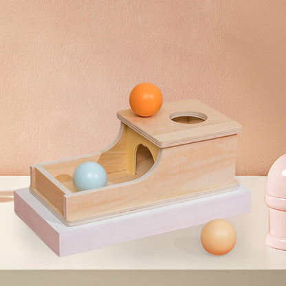 Montessori Wooden Sensory Ball Drop Box – Early Object Permanence Toy