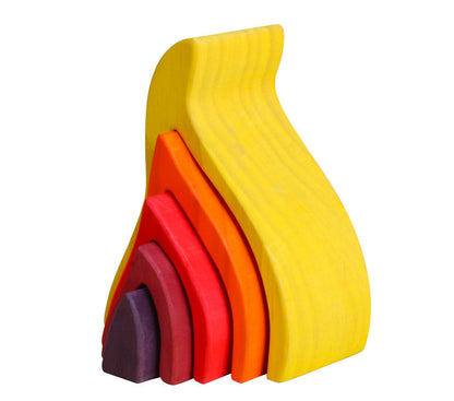 Set of colorful wooden blocks with dimensions 11.5*7*16cm on a white background
