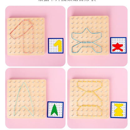 Montessori Wooden Geoboard – Early Maths Learning Toy