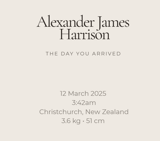The Day You Arrived – Personalised Birth Keepsake