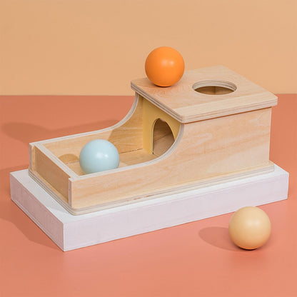 Montessori Wooden Sensory Ball Drop Box – Early Object Permanence Toy