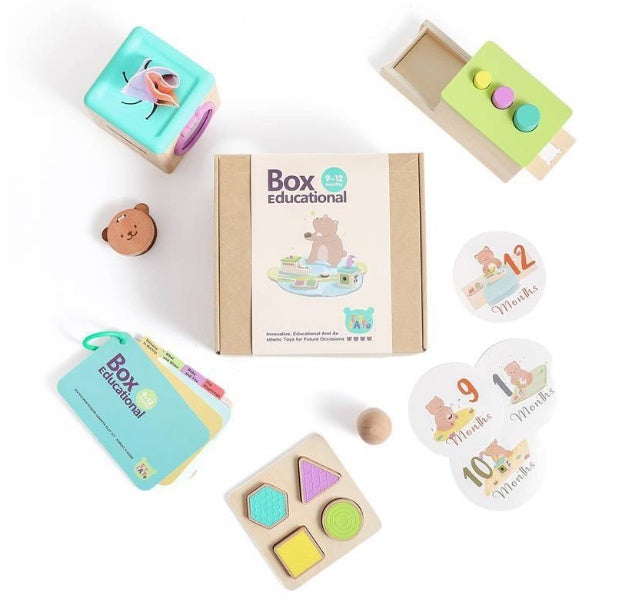 Educational toys and tools with 'Box Educational' branding on a white background