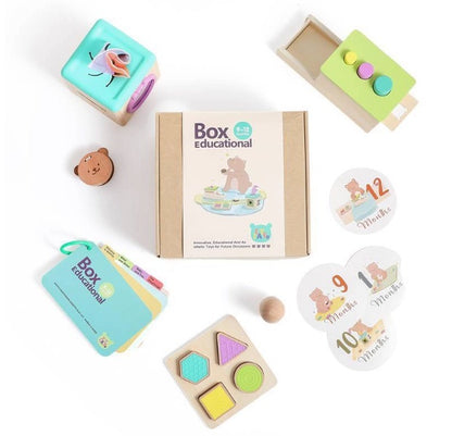 Educational toys and tools with 'Box Educational' branding on a white background