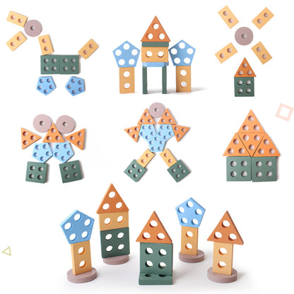 Montessori Wooden Shape Sorter & Building Puzzle