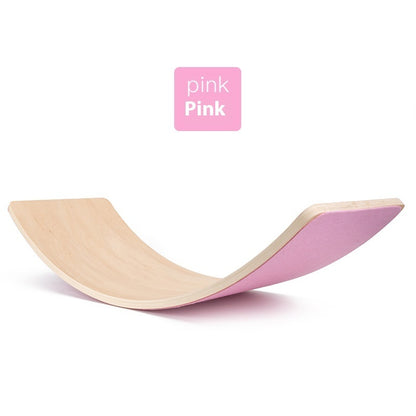 Pink and beige balance board with a pink 'Pink' label on a white background